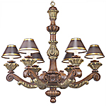 C173-WCH 20 By Artdemexico - Wood Lighting Collection Collection Aged Pecan Finish Carved Wood Chandelier